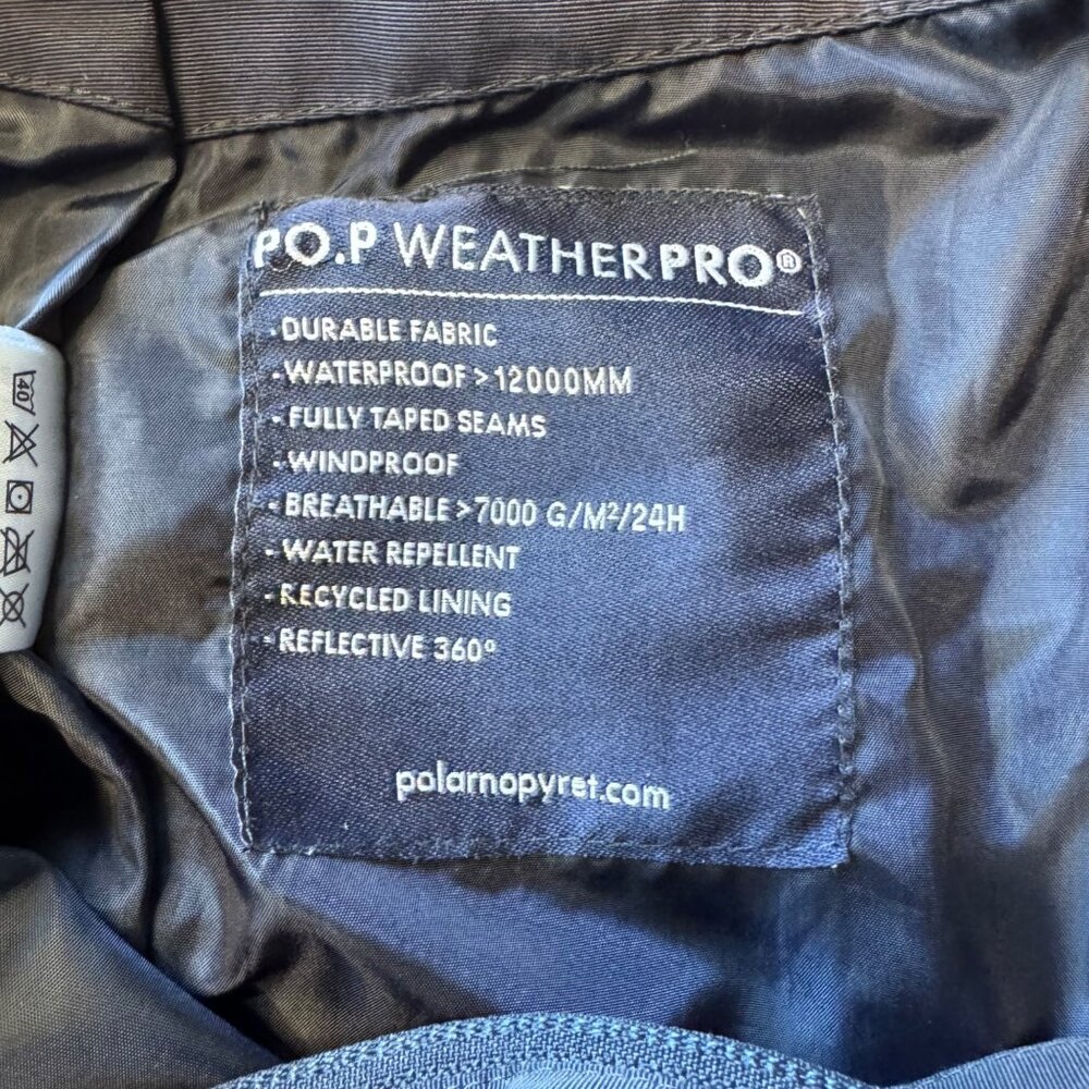 POLARN O. PYRET Waterproof Bib Overalls Baby 9-12 Mos 80 Blue Shell Rain Pants - Picture 7 of 8